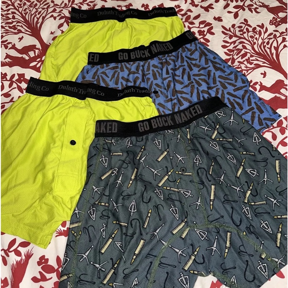 Duluth Men's Go Buck Naked Performance Pattern & Solid Boxers SZ S small LOT